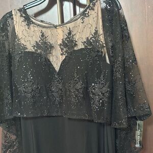 R&M Richards Black Sequin Lace Gown